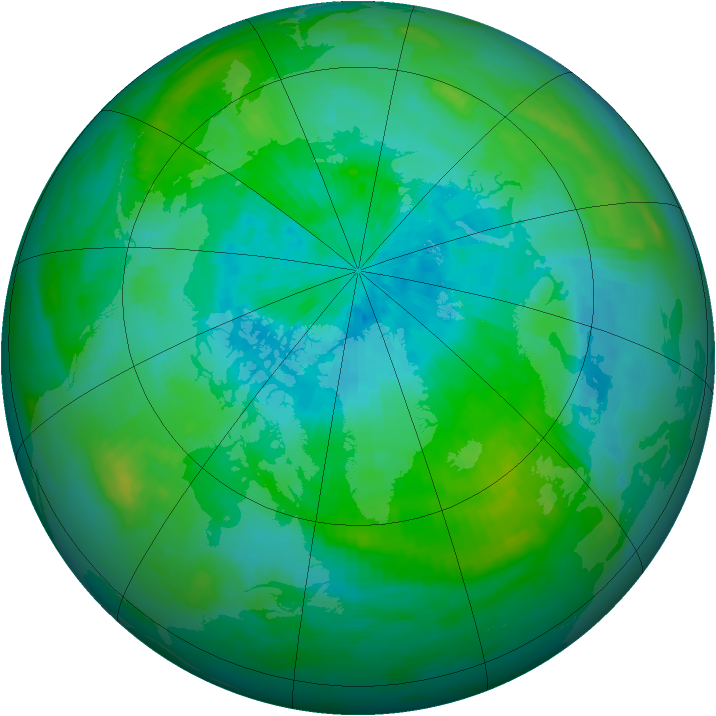 Arctic ozone map for 29 August 1992